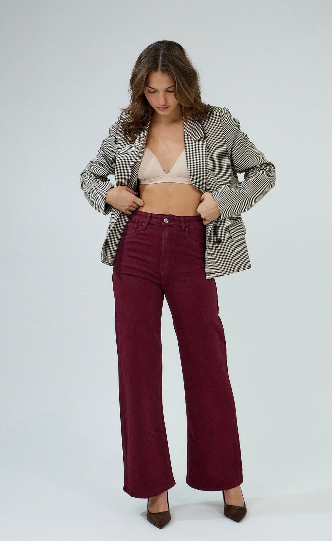 Rocco Burgundy Wide Leg Jeans