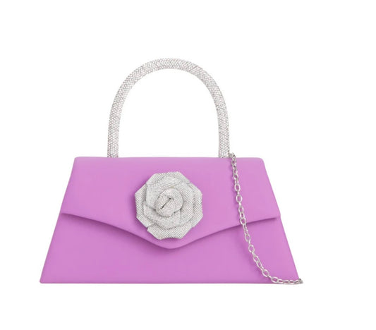 Lilac Diamanté Rose Handbag