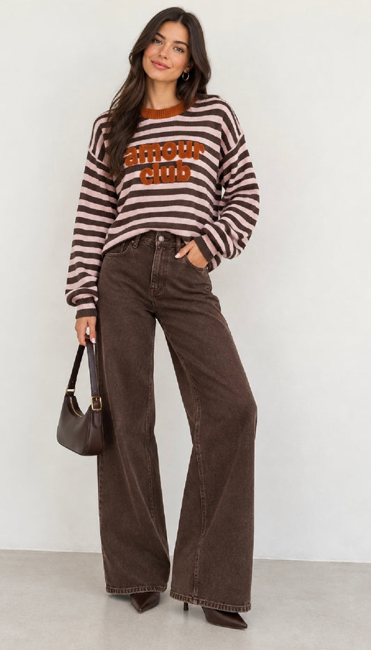 Amour Pink & Brown Jumper