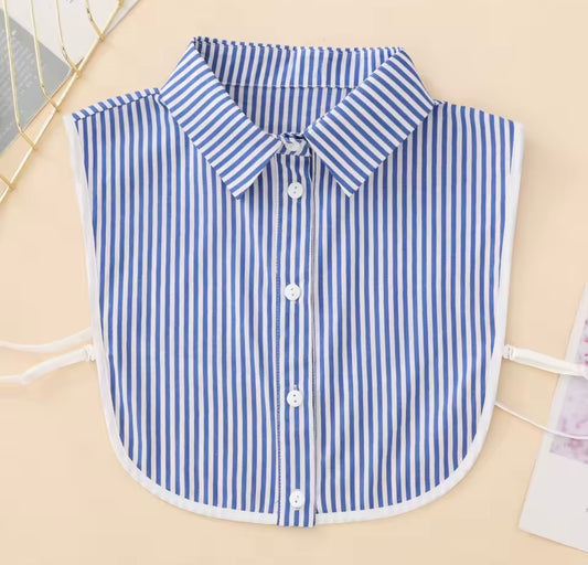 #2 Blue Pinstripe False Collar
