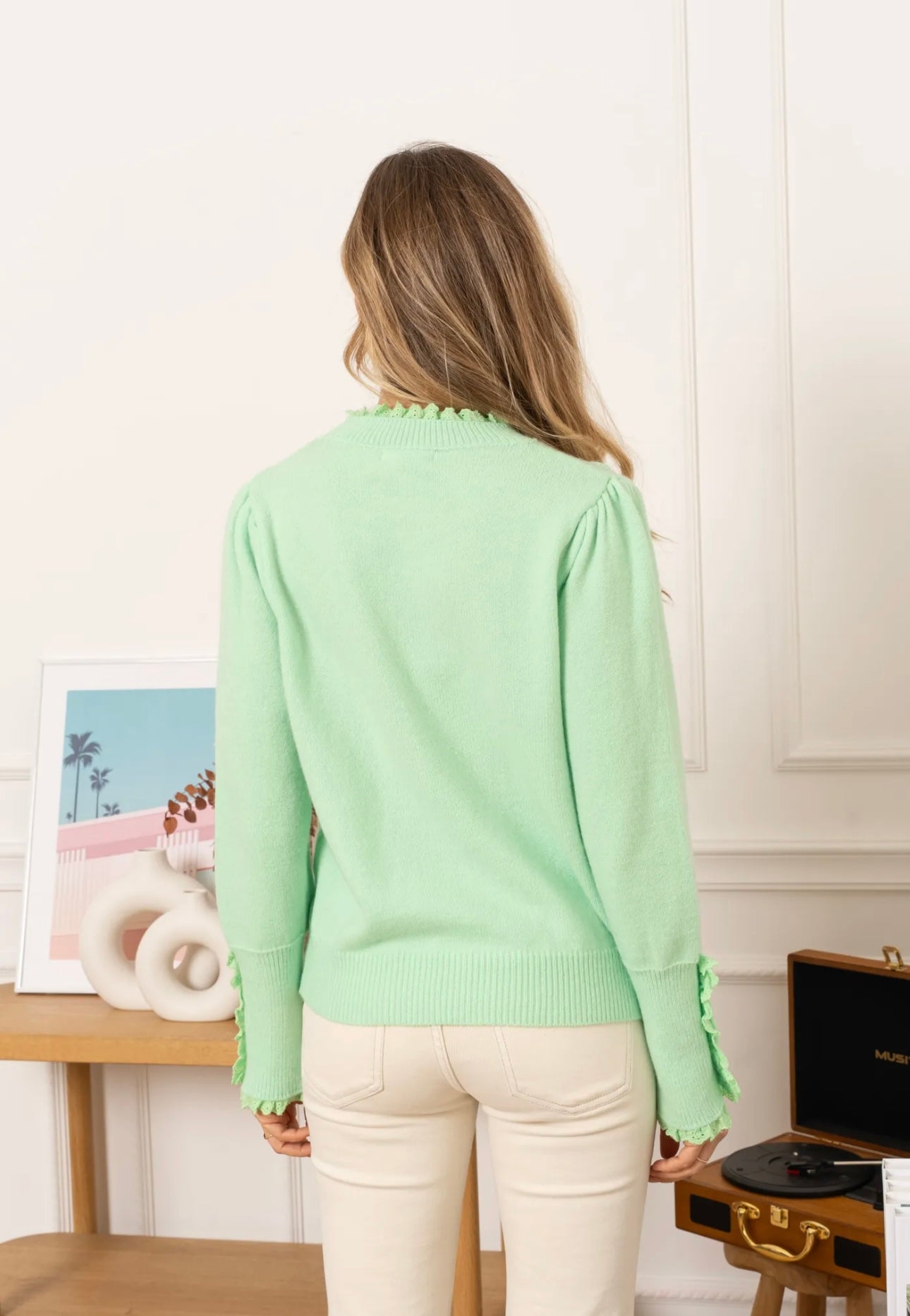 Jane Mint Green Collar Detail Jumper