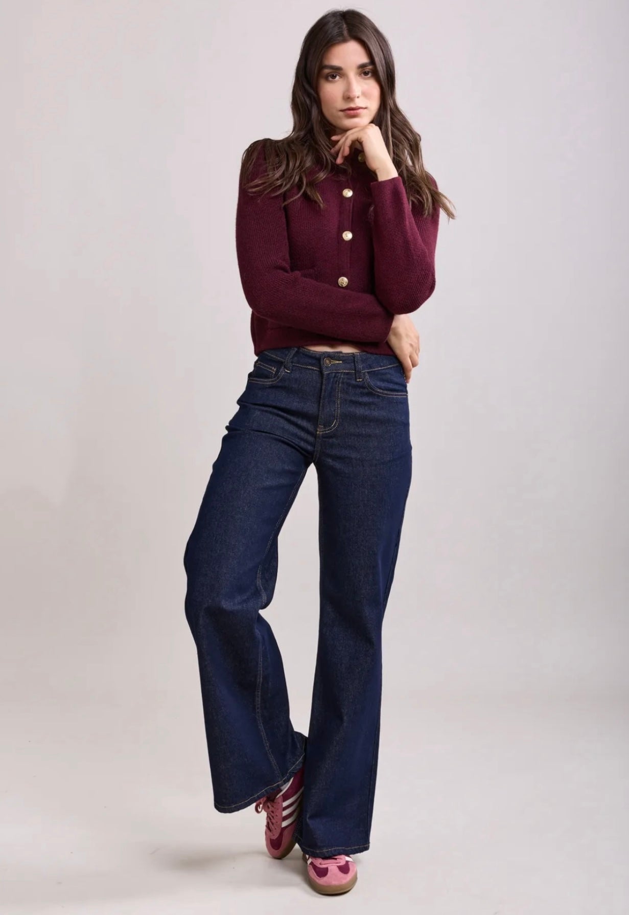Toxik Dark Denim Wide Leg Pocket Detail Jeans