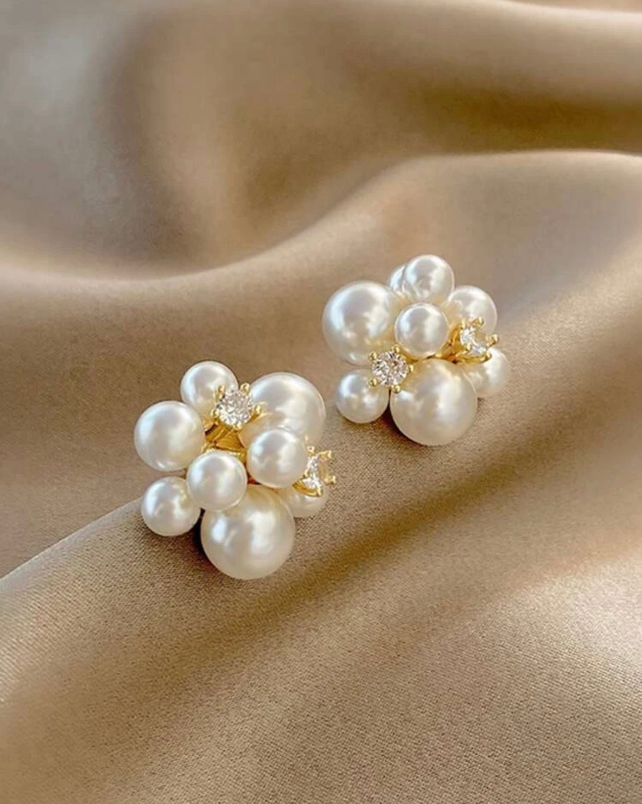 Pearl & Diamond Cluster Stud