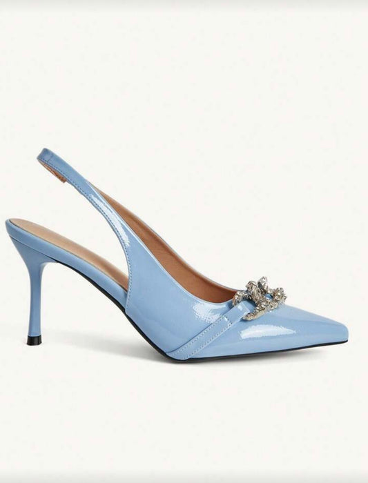 Blue Patent Slingback Heel