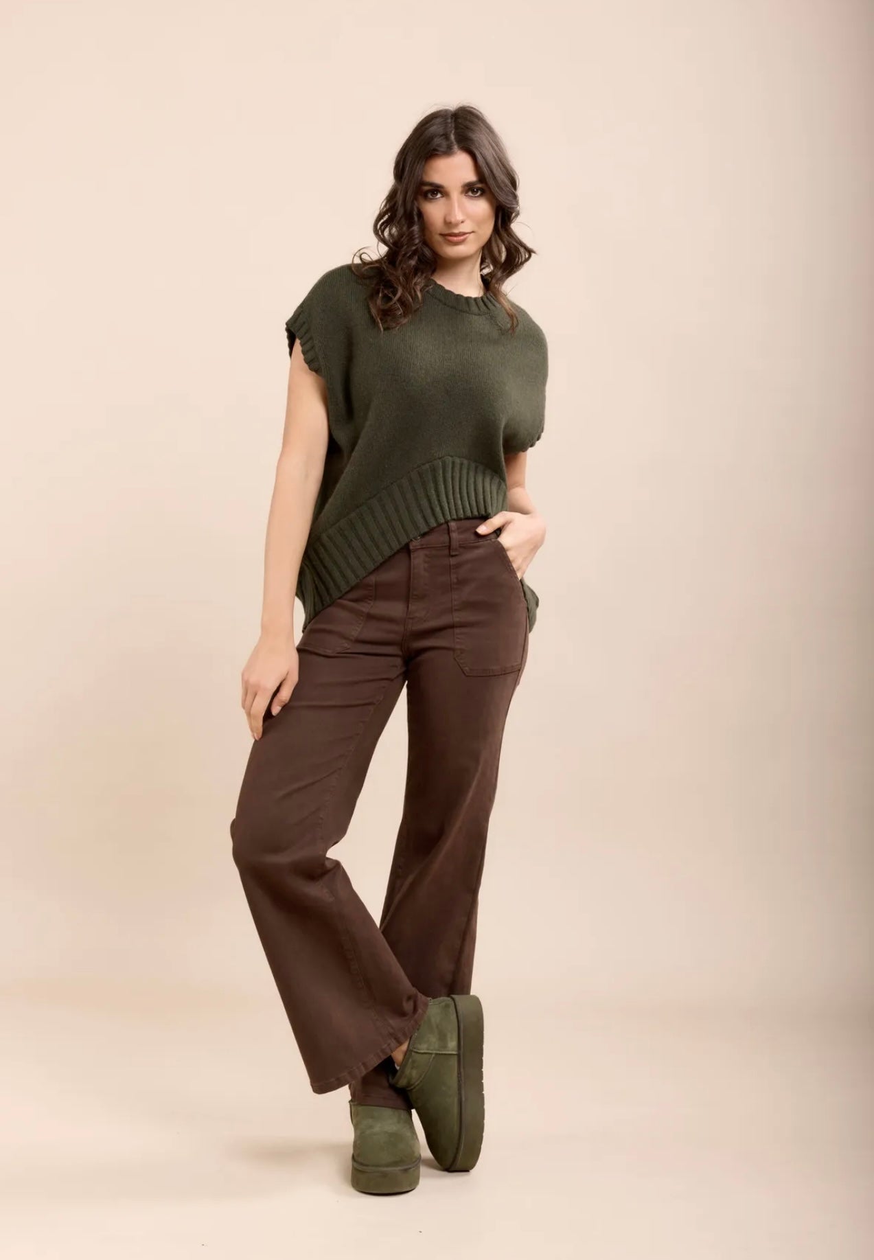Toxik Brown Wide Leg Jeans