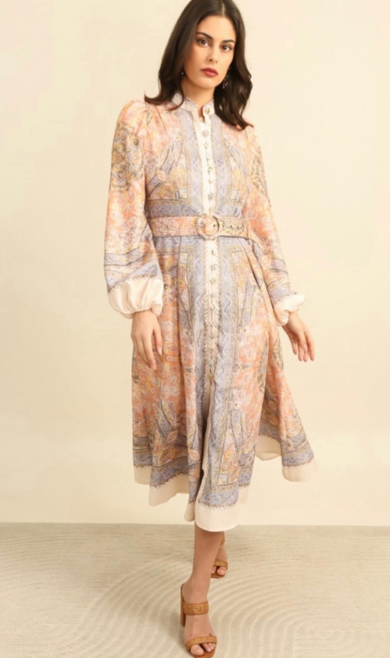 Charlotte Linen Occasion Dress With Jewel Button Appliqué (size 8)
