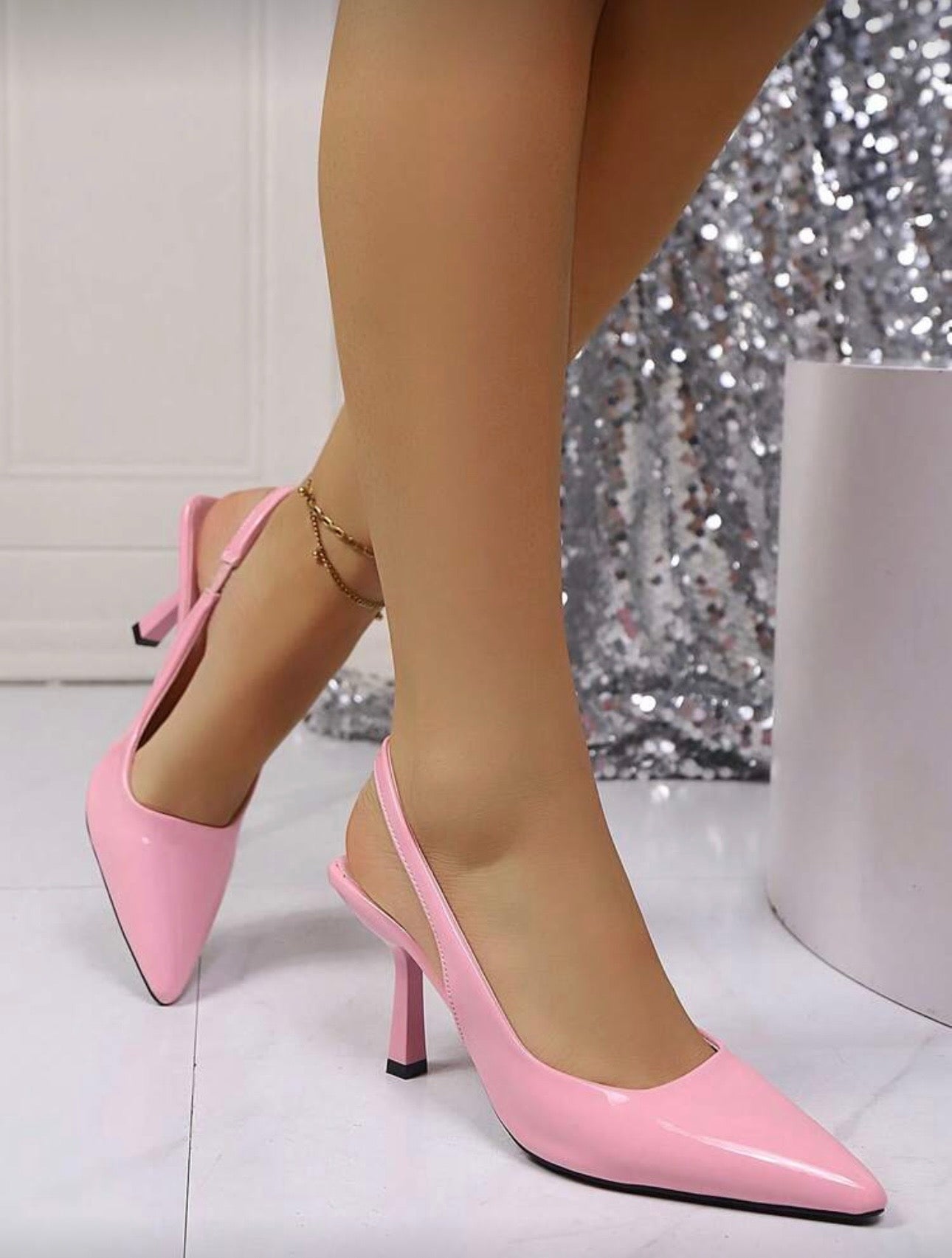 Pink Patent Slingback Heels