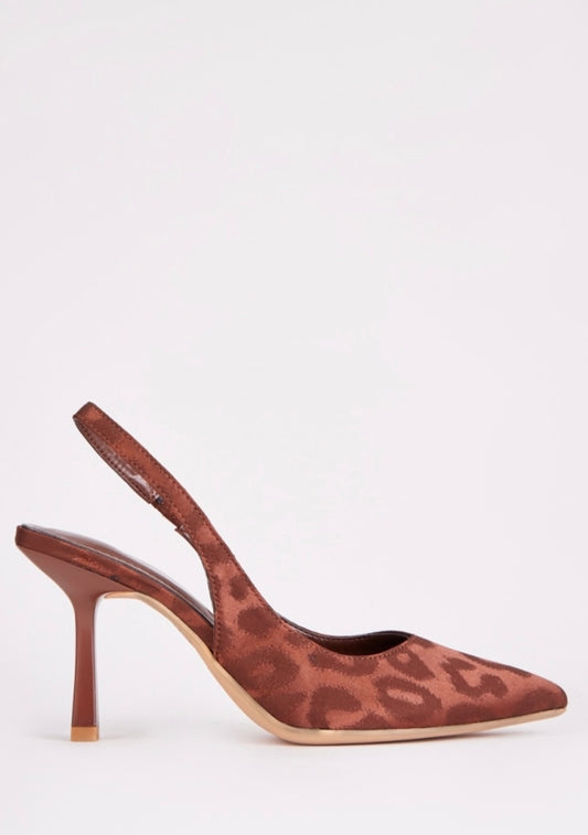 Brown Leopard Print Court Slingback Heels