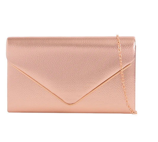 Rose Gold Envelope Clutch Bag