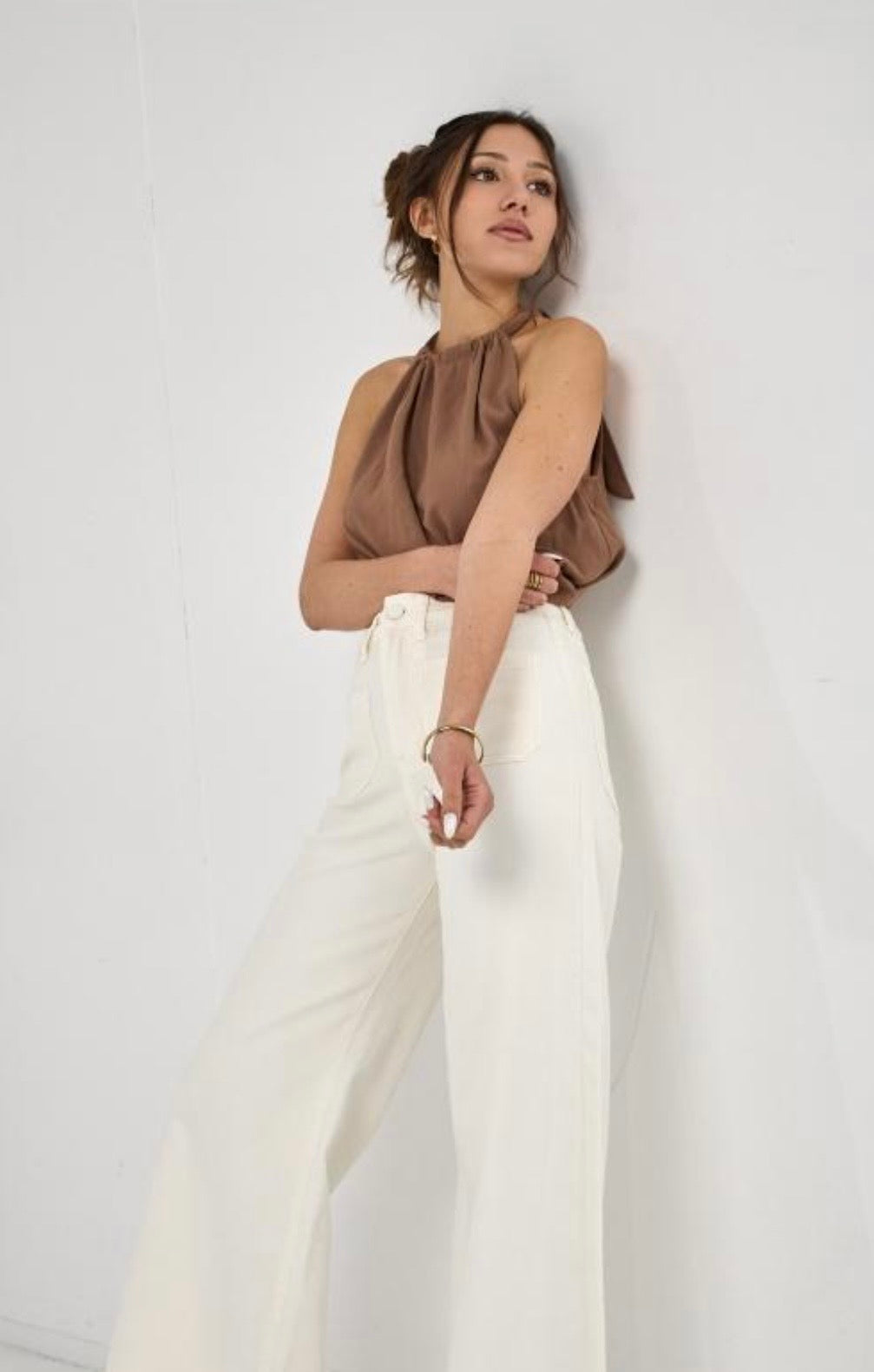 Sapphire Cream Wide Leg Jeans