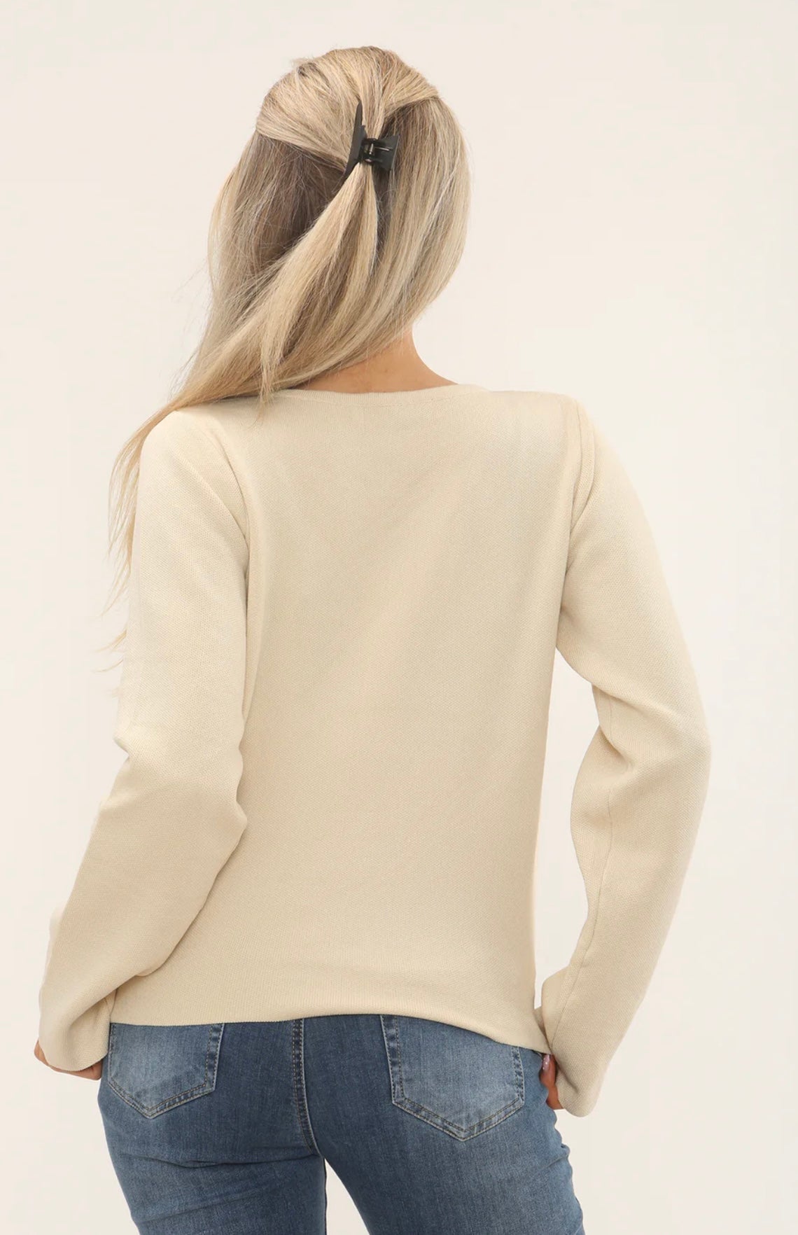 Cream Cardigan With Gold Statement Buttons