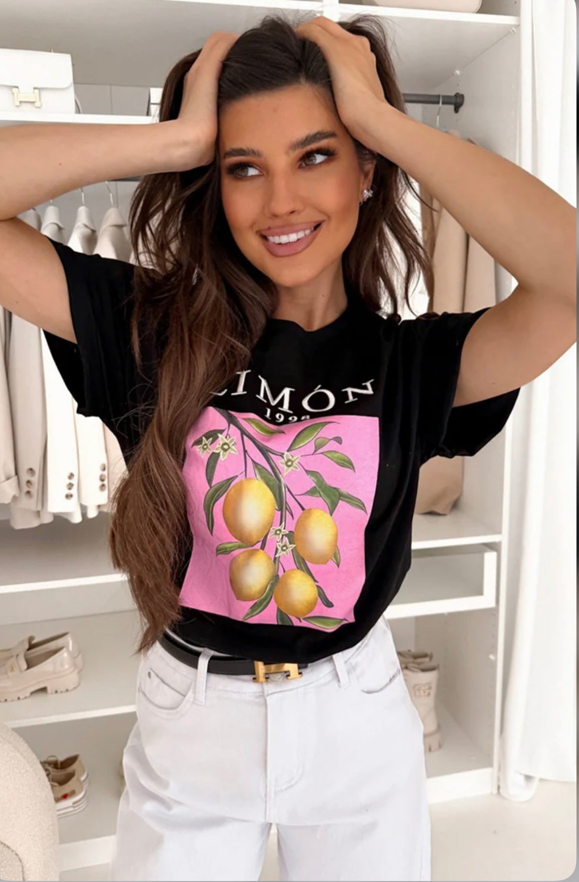 Limon T-Shirt Pink & Black (one size 8-14)