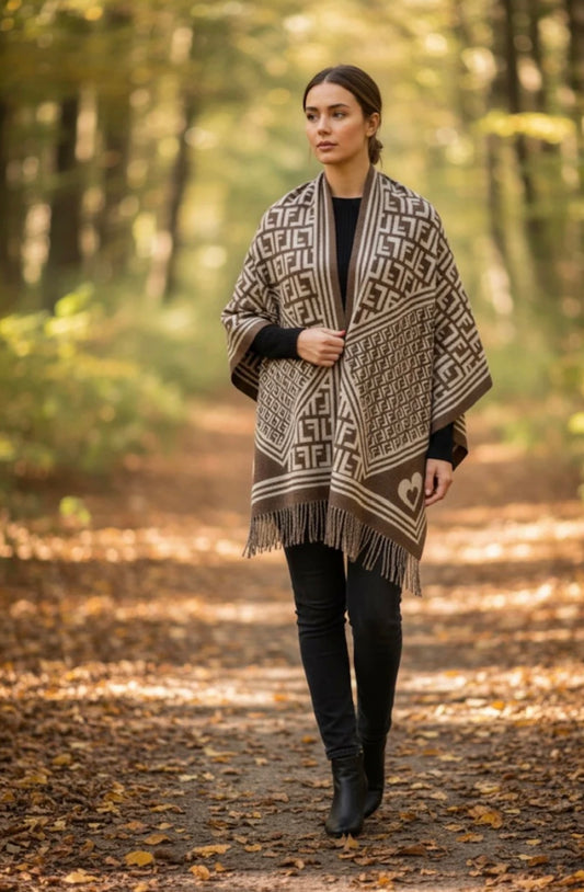 Taupe Monogram Print Scarf