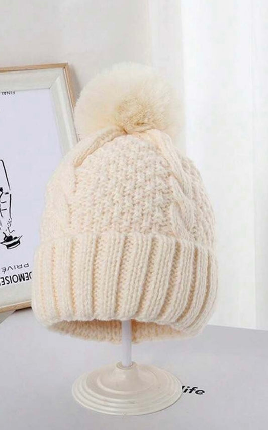Cream Bobble Hat