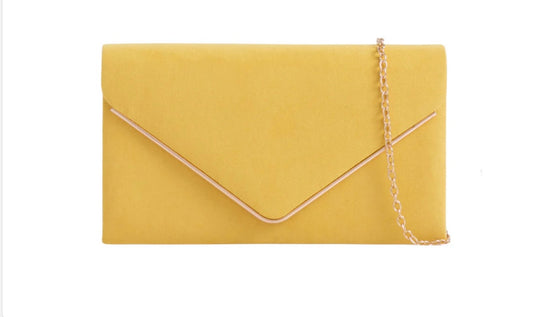 Yellow Velvet Clutch Bag