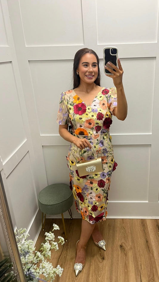 Ivy Floral Dress In Lemon (size 10/12)