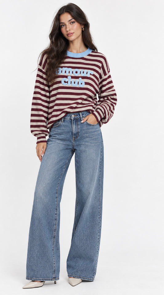 Amour Jumper Burgundy & Blue