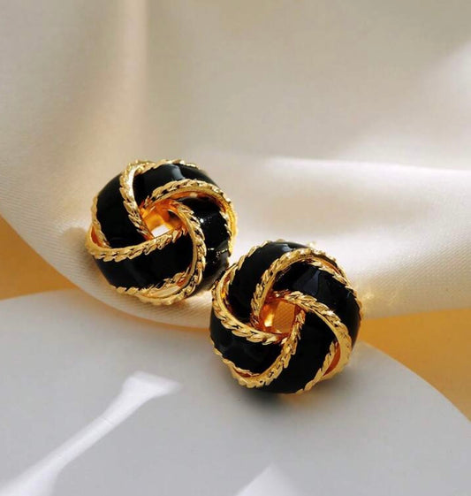 Black & Gold Swirl Earrings