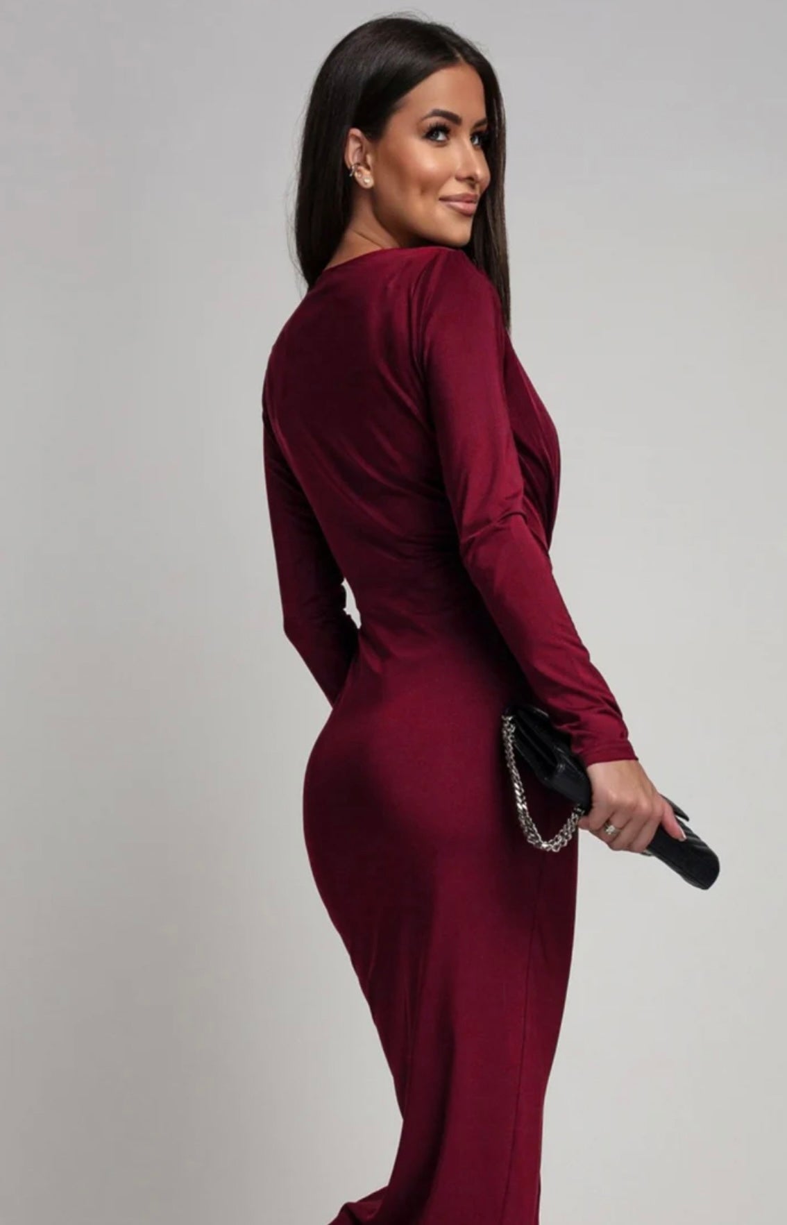 Serena Bodycon Midi Dress Burgundy