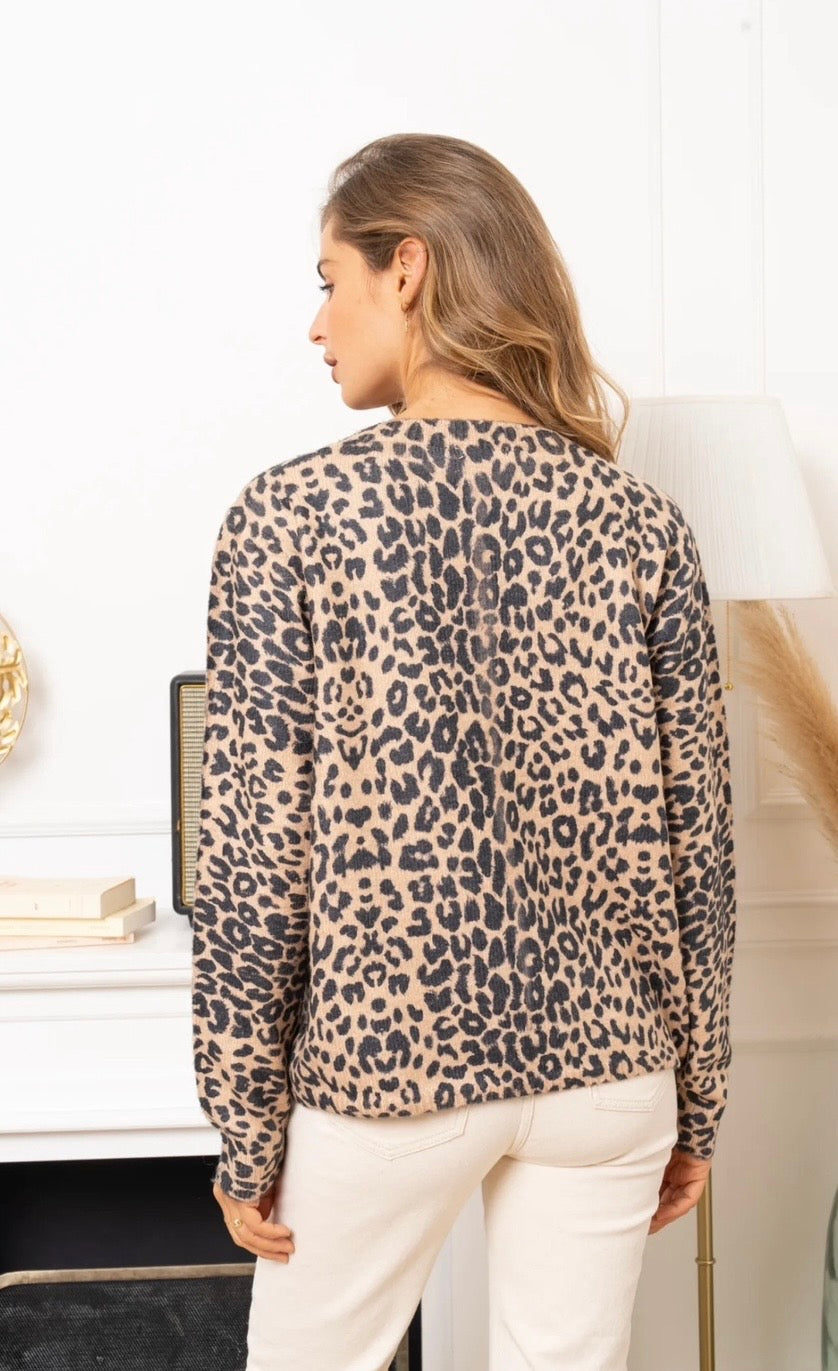 Chloe Classic Leopard Print Cardigan