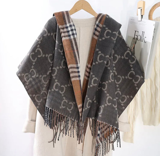 REVERSIBLE Tartan Grey Monogram Scarf