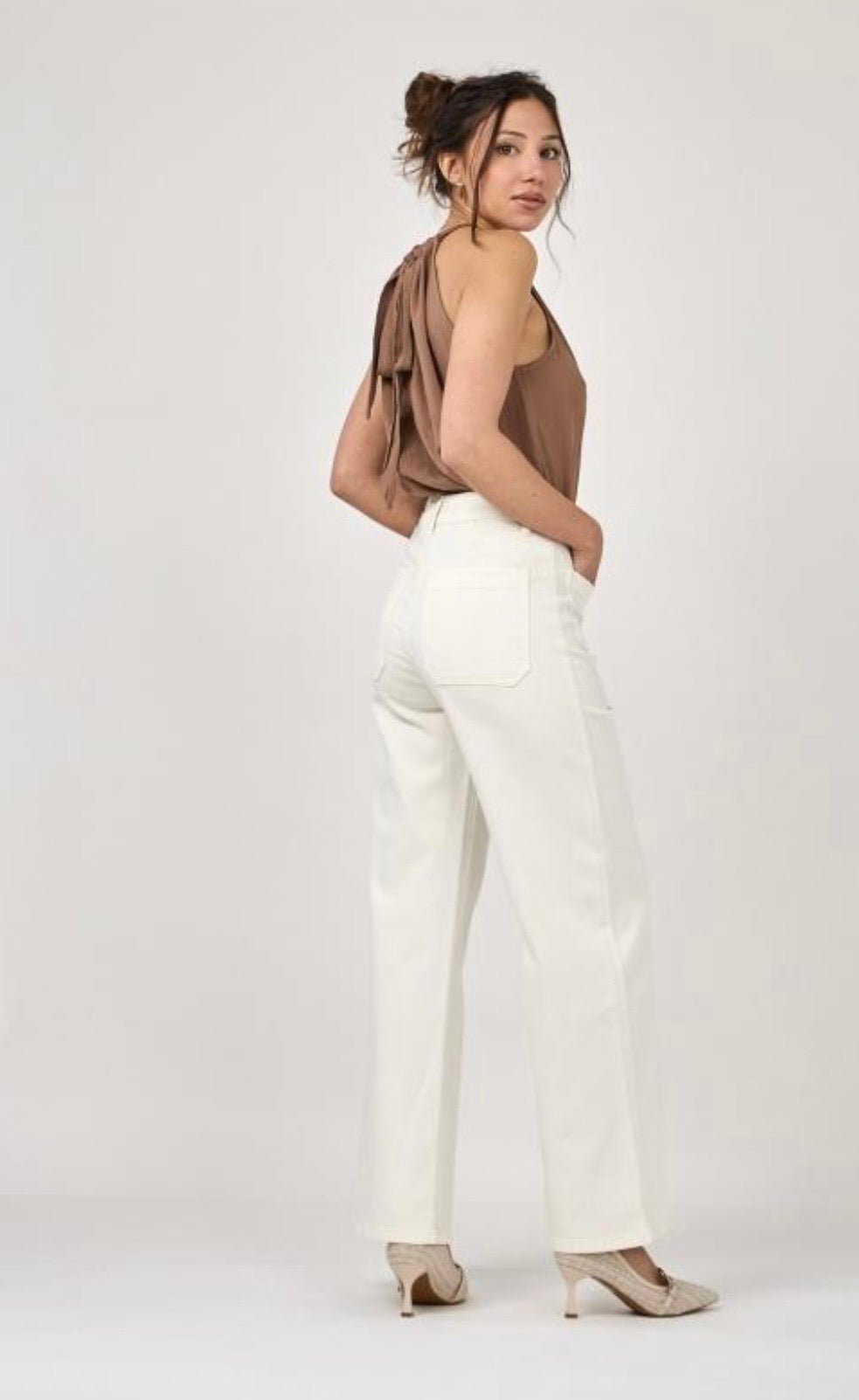 Sapphire Cream Wide Leg Jeans