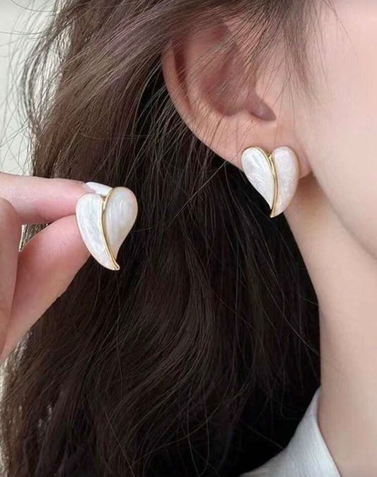 Pearl & Gold Feather Earrings