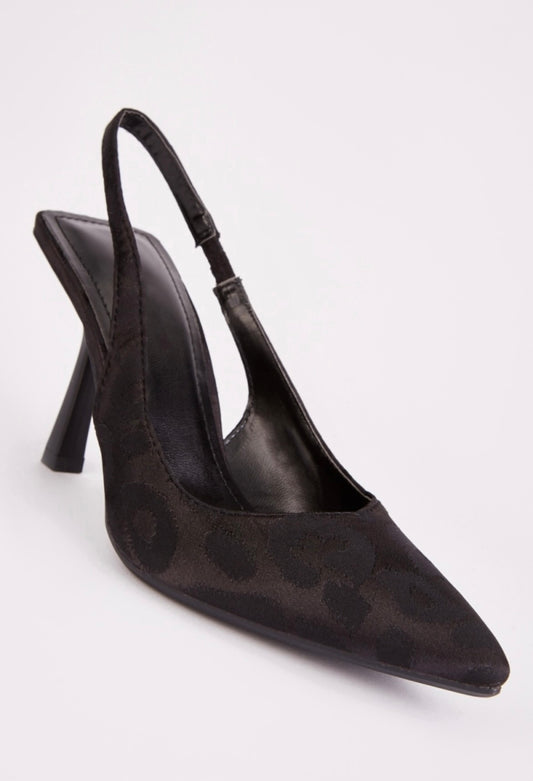 Black Leopard Print Court Slingback Heels