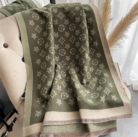 Khaki & Cream Monogram Scarf