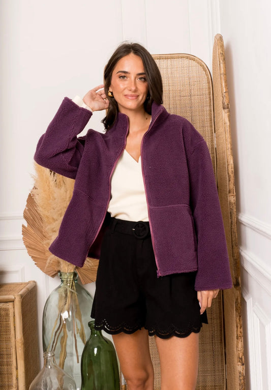 Plum Zip Up Hoodie Jacket