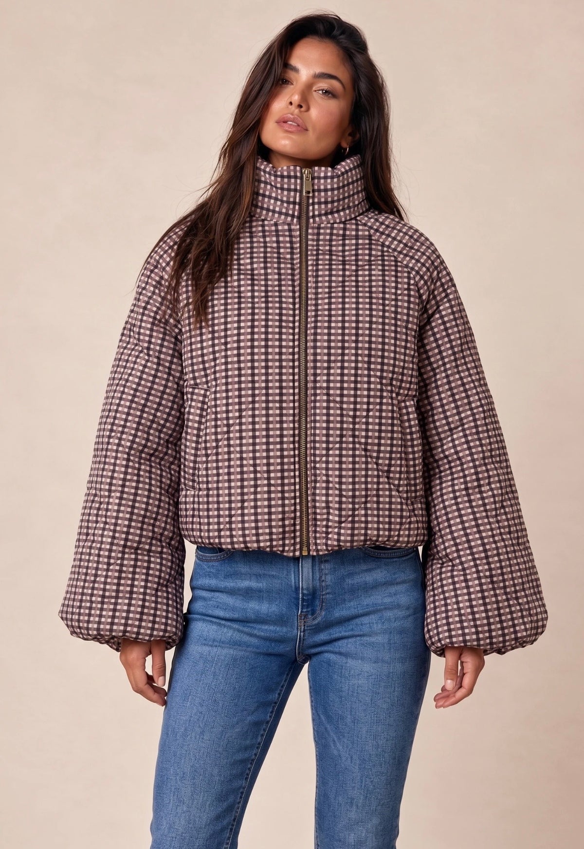 Ava Coat Checked Pink