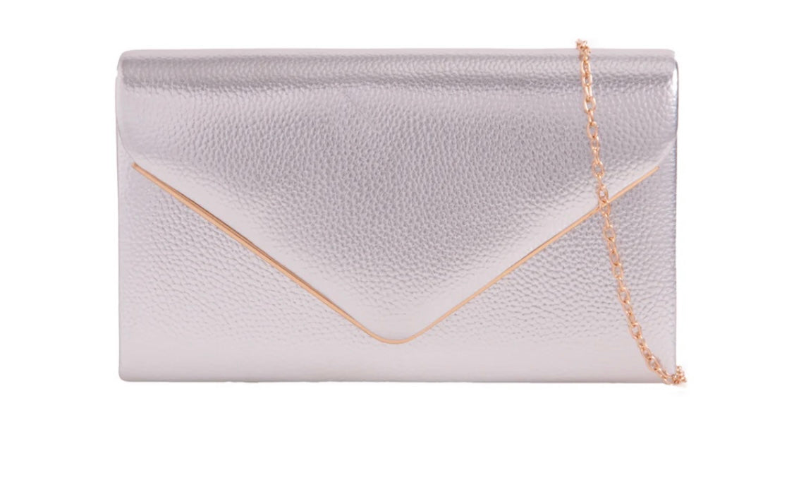 Silver Envelope Clutch Bag