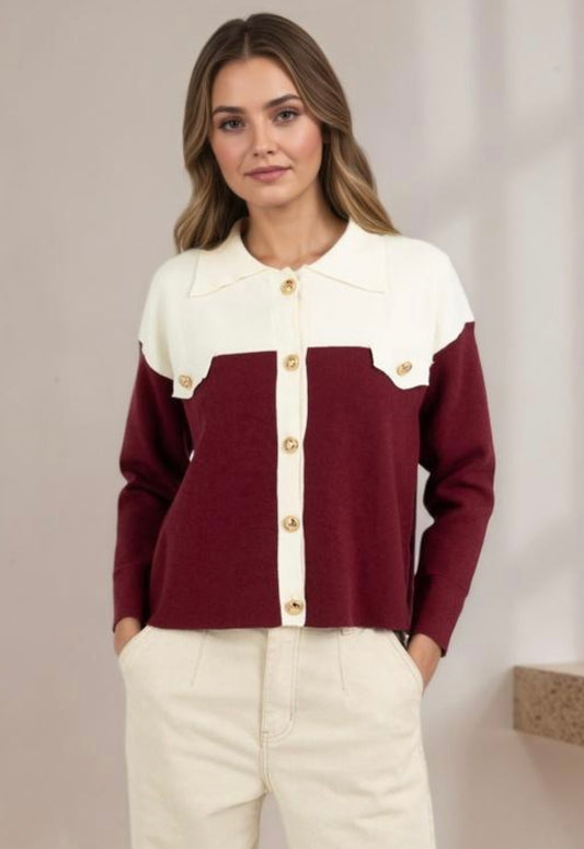 Burgundy & Cream Knit