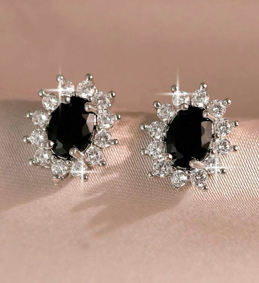 Black Diamanté Stud Earring
