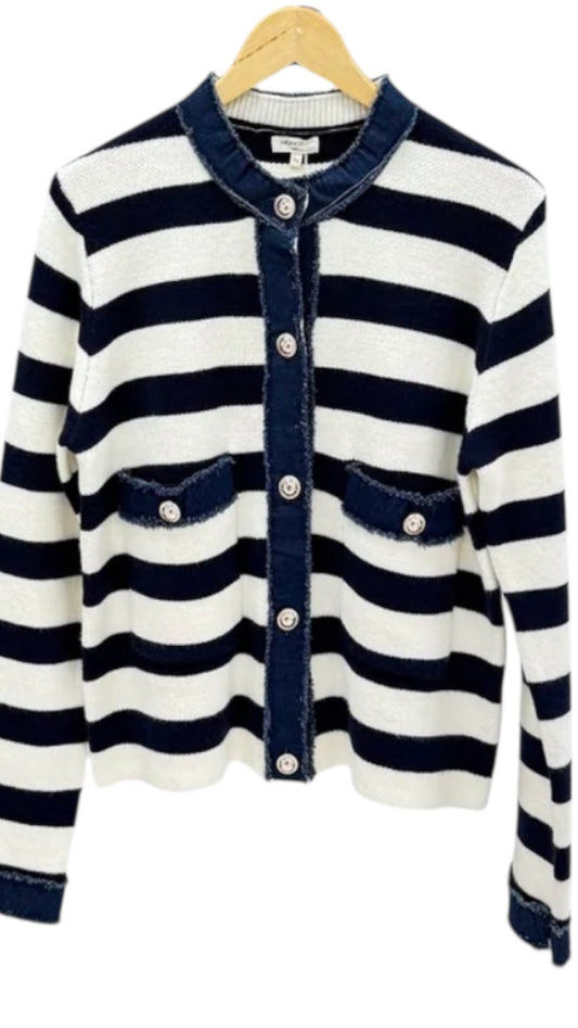 Navy & Denim Striped Cardigan/Jacket