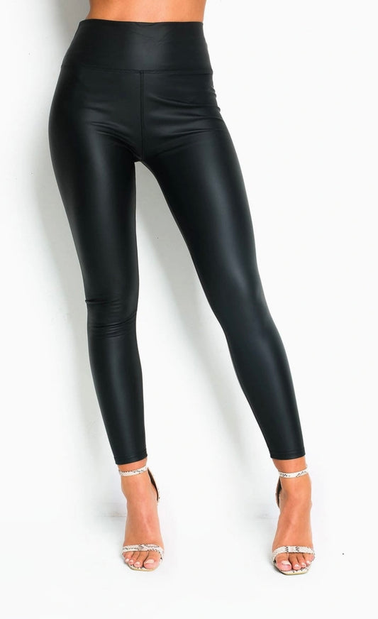 Black Fleece Lined Leather Leggings
