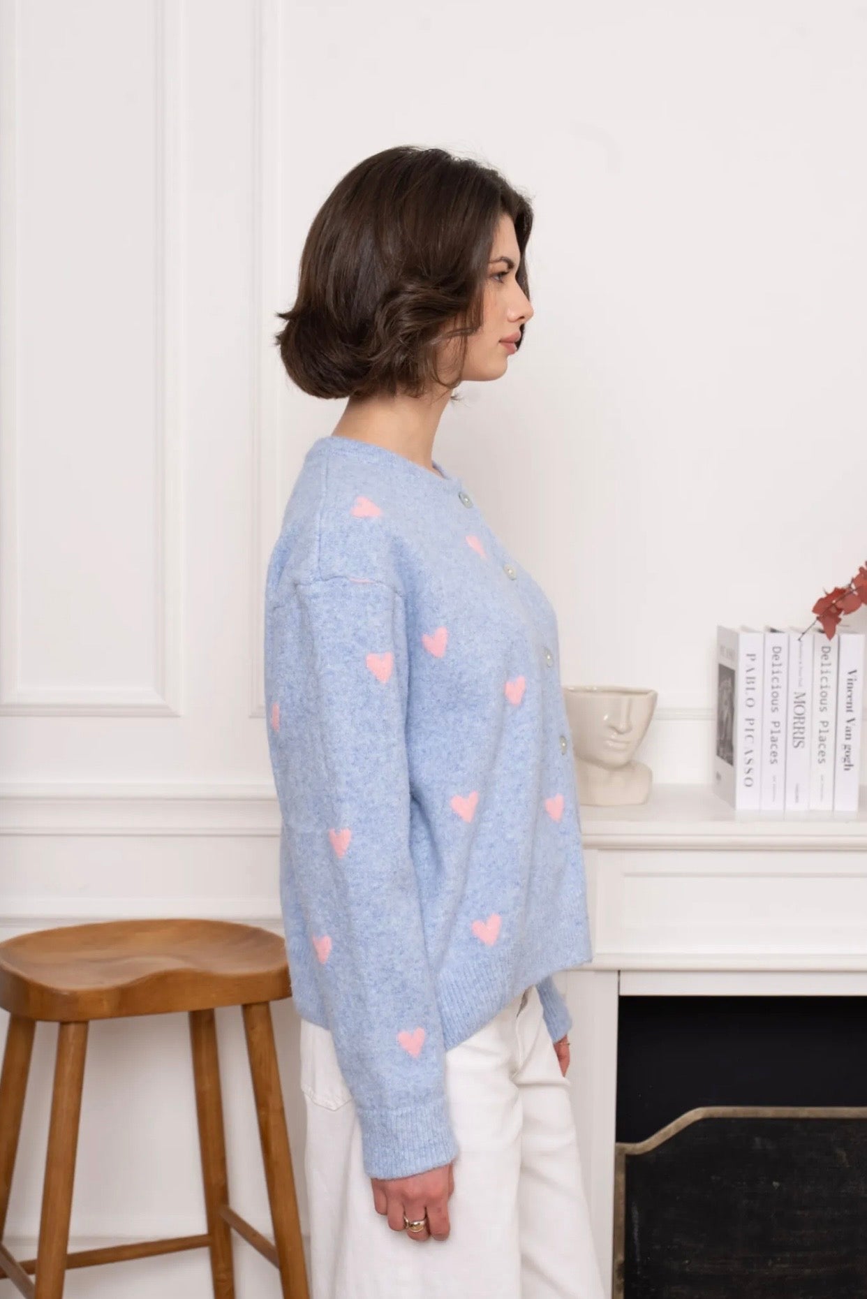 Emily Blue Heart Cardigan