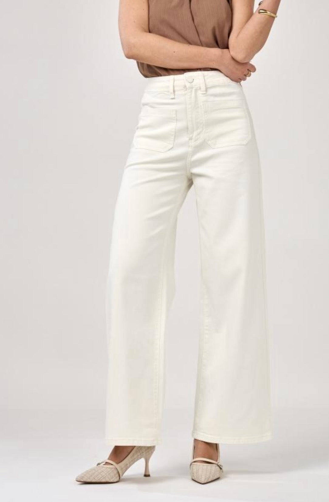 Sapphire Cream Wide Leg Jeans