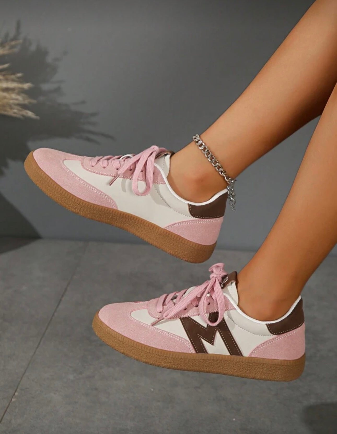 Kelsie Pink Monogram Trainers
