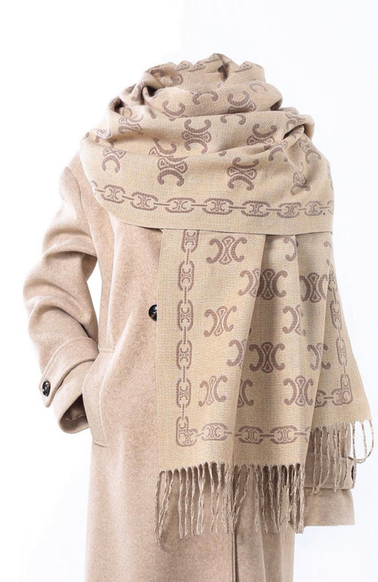 Cream & Taupe Luxury Scarf