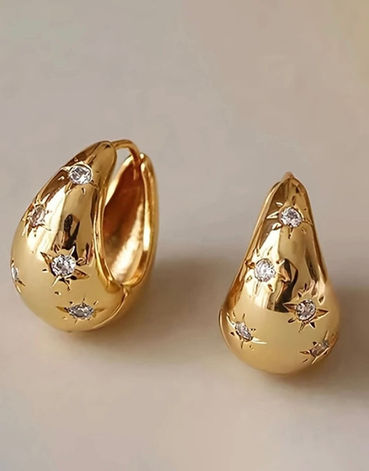 Gold Celestial Diamanté Hoops