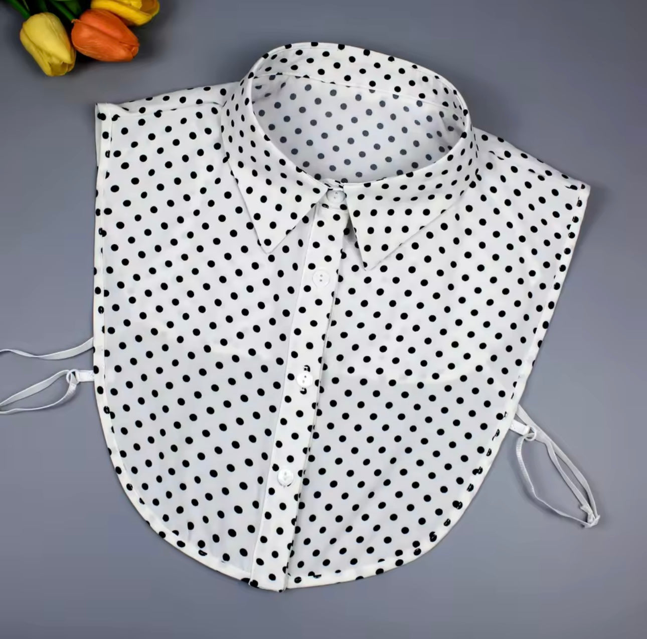 #12 White Polka Dot False Collar