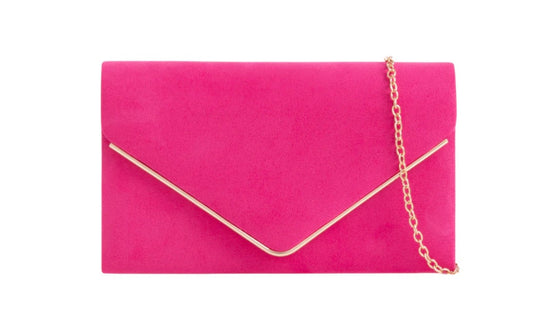 Fushia Pink Velvet Clutch Bag