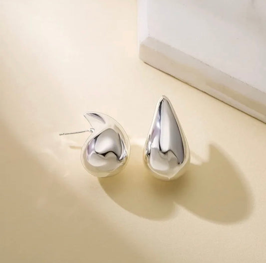 Large Silver Teardrop Earrings