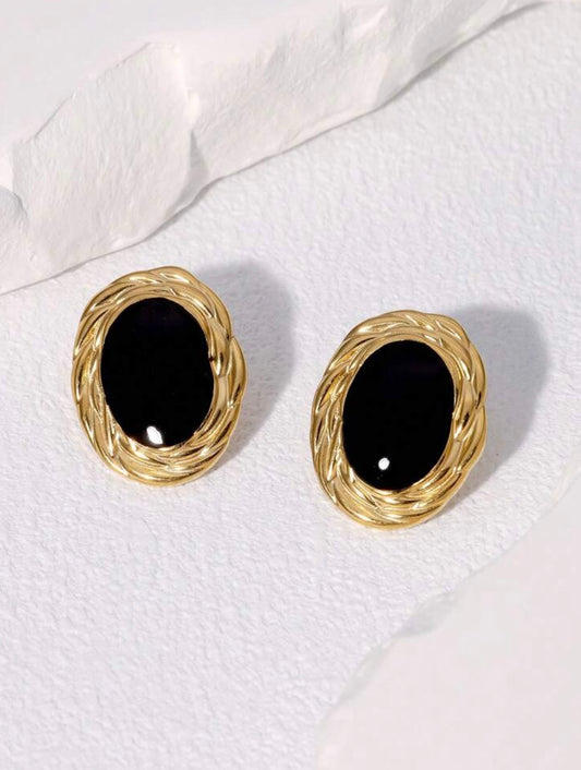 Gold & Black Cat Eye Earrings