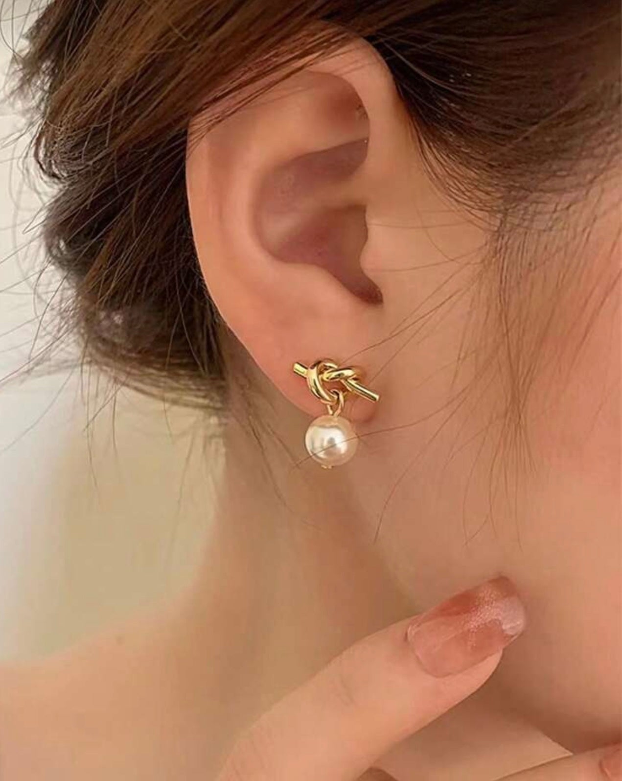 Gold & Pearl Knot Earrings