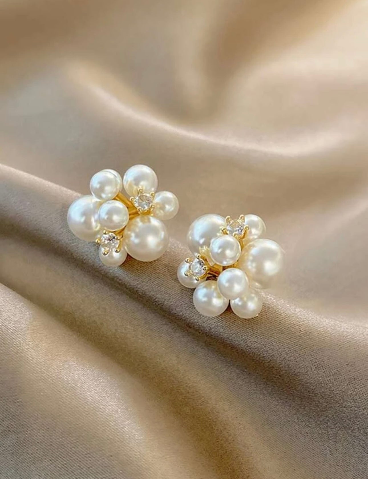 Pearl & Diamond Cluster Stud