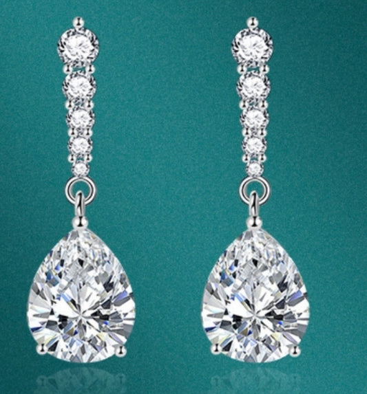 Sterling 925 Teardrop Crystal Diamanté Earrings