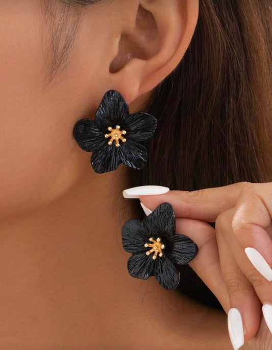 Black Floral Earrings