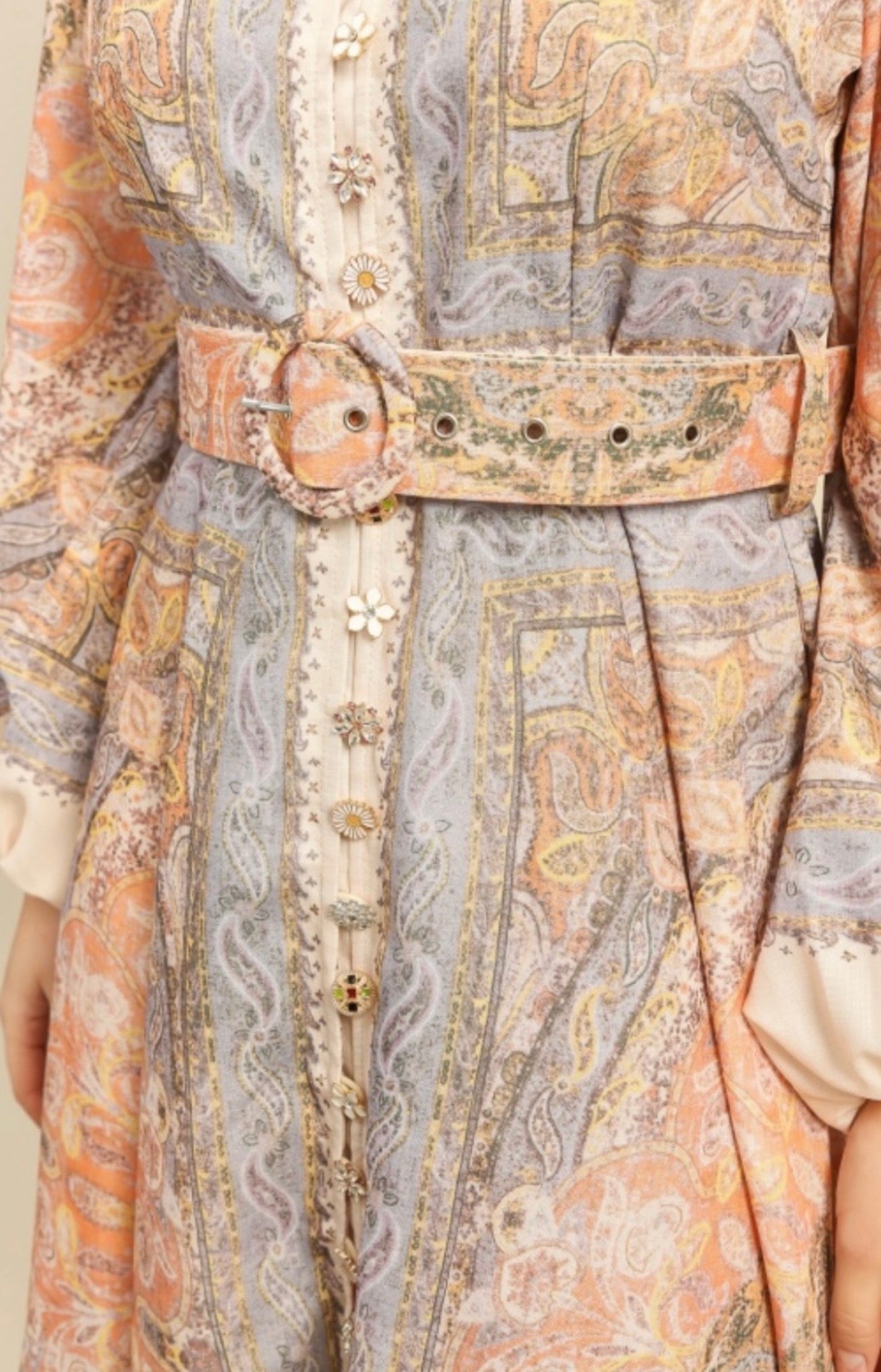 Charlotte Linen Occasion Dress With Jewel Button Appliqué (size 8)